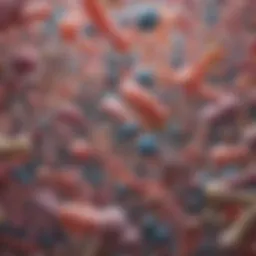 Illustration depicting the concept of postbiotics and their interactions within the microbiome.