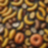 A vibrant assortment of potassium-rich foods including bananas and sweet potatoes