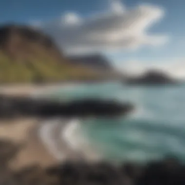 Coastal Beauty and Tourism in the Galapagos Beautiful coastline of the Galapagos Islands depicting climate impact on tourism