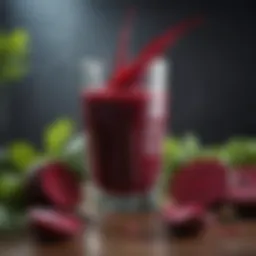 A vibrant glass of beet juice showcasing its rich color