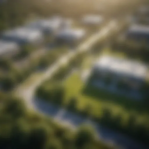 Aerial view of a vibrant green campus showcasing environmental science facilities