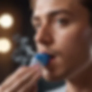 A close-up of a person using a nebulizer, highlighting the importance of asthma management before exercise.