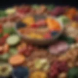 Colorful assortment of nutrient-dense foods beneficial for gastrointestinal health.