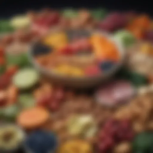 Colorful assortment of nutrient-dense foods beneficial for gastrointestinal health.