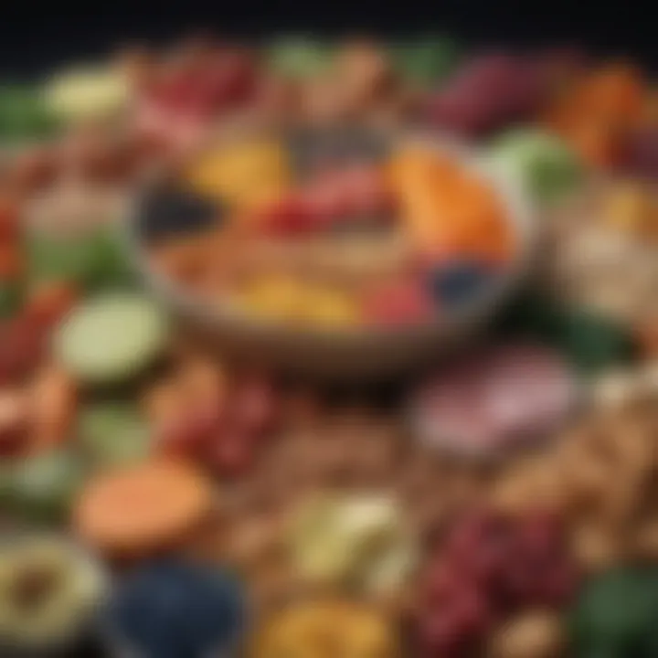 Colorful assortment of nutrient-dense foods beneficial for gastrointestinal health.