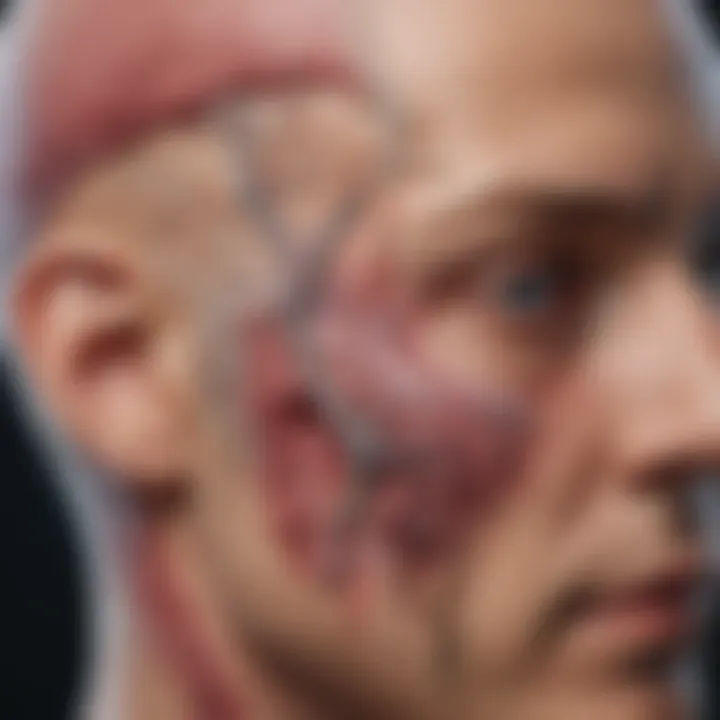 Anatomical illustration of the head showing biopsy sites