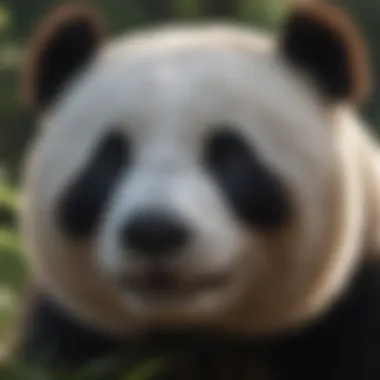 Close-up of a panda bear in its natural habitat