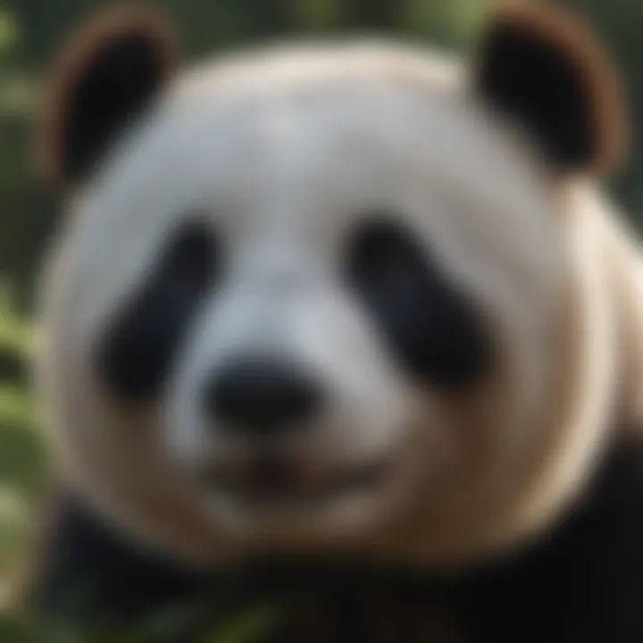 Close-up of a panda bear in its natural habitat