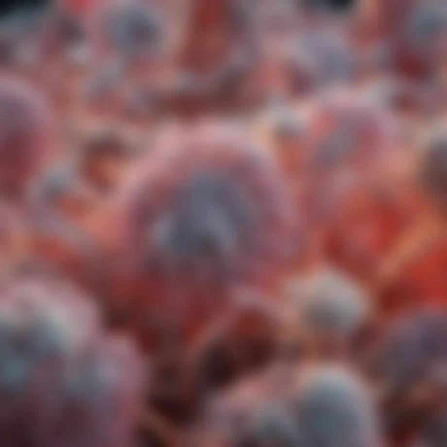 Microscopic view of glycogen accumulation in tissue