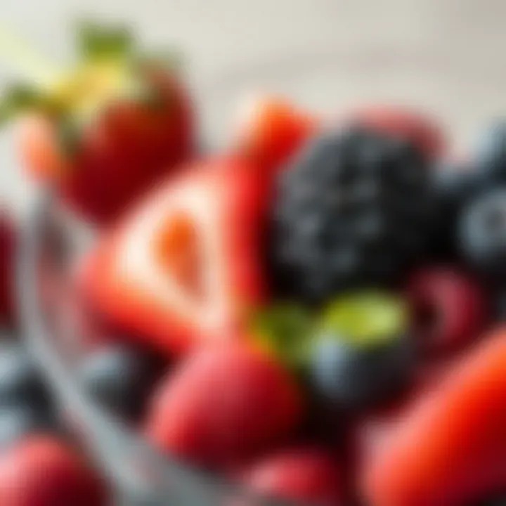A close-up of a bowl containing berries, known for their positive impact on blood sugar