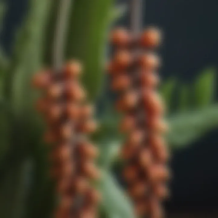 Close-up of Mucuna pruriens plant showcasing its unique pods