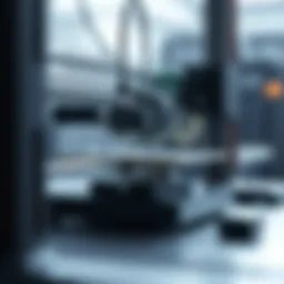 Detailed view of a high-precision 3D printer