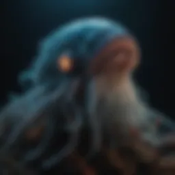 Bioluminescent deep-sea creature illuminating the darkness