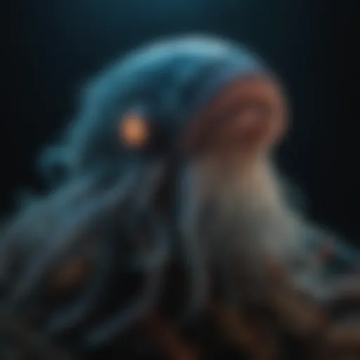 Bioluminescent deep-sea creature illuminating the darkness