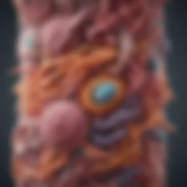 Gut Microbiome and Probiotics Illustration depicting the gut microbiome and its interaction with probiotics.