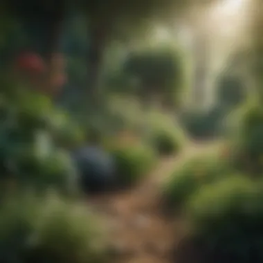 Herbal Garden Diversity A serene landscape depicting an herbal garden rich in diverse plant species.