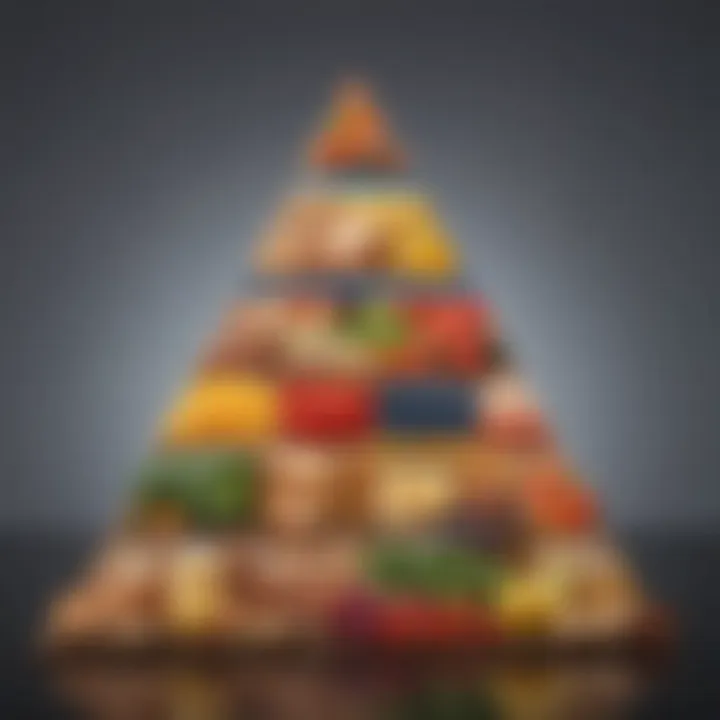 A visual representation of the Leptin Diet food pyramid highlighting suitable food choices