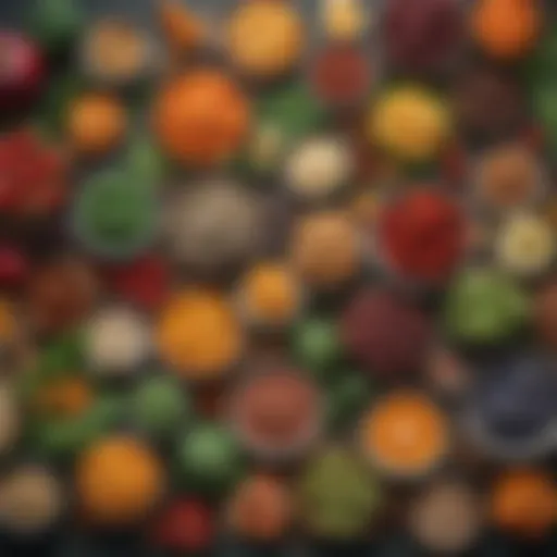 Colorful array of plant-based foods