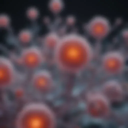 An artistic representation of stem cells under a microscope