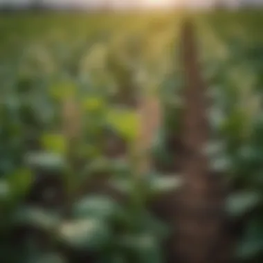 Faba bean plants in a lush field