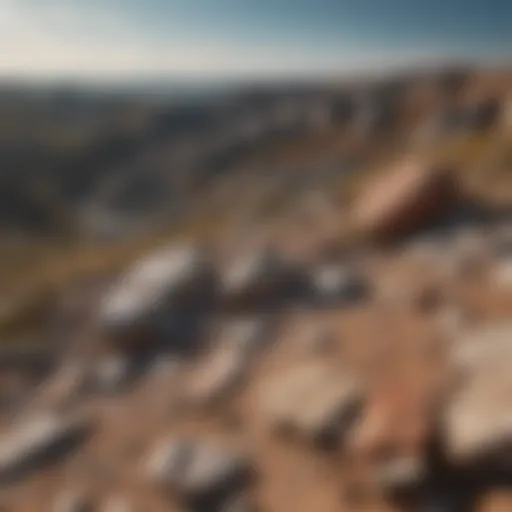 A panoramic view of Ukraine's mineral-rich landscape showcasing diverse geological formations.
