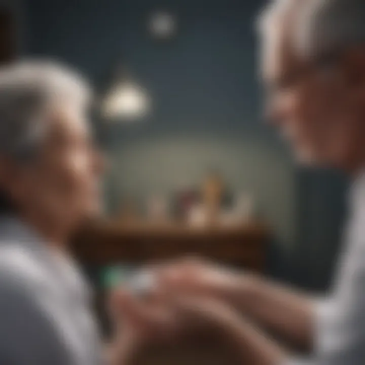 Healthcare professional consulting with elderly patient