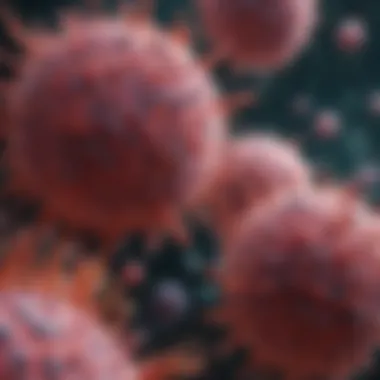 Immune Cells Targeting Tumor Cells Illustration of immune cells targeting tumor cells