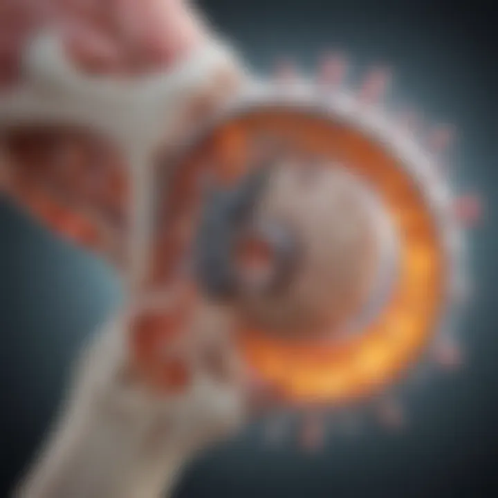 A detailed diagram depicting the mechanism of action of biologics in osteoarthritis treatment.