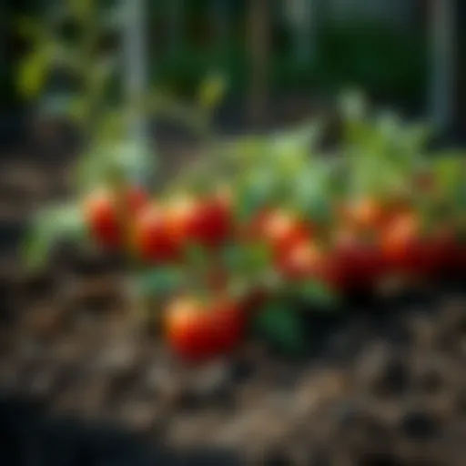 Healthy tomato plants in rich soil