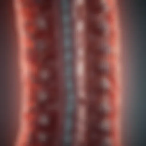 Illustration of the spinal cord with myeloma impact highlighted
