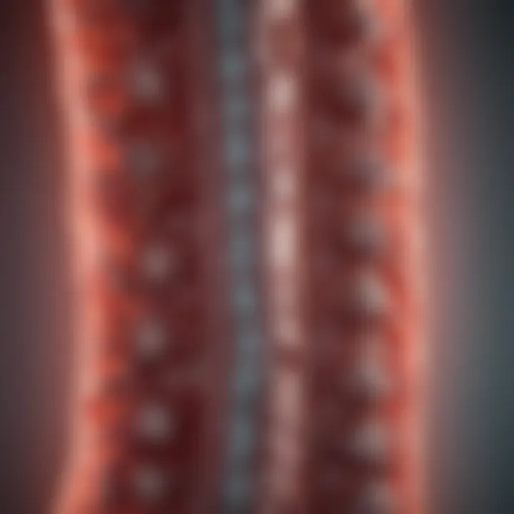 Illustration of the spinal cord with myeloma impact highlighted