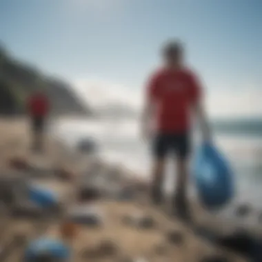 Volunteers participating in beach cleanup efforts to address marine pollution