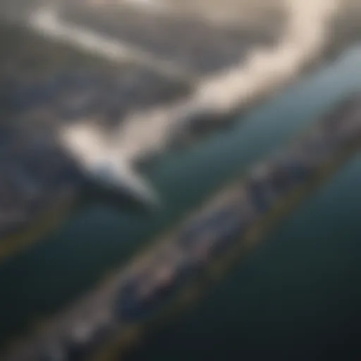 Aerial view of industrial pollution affecting a river