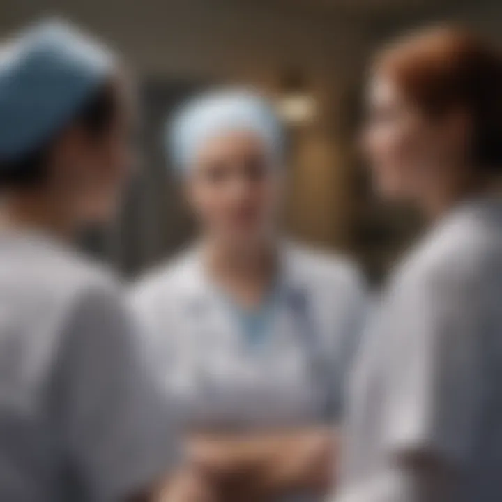 A supportive team of nurses collaborating in a healthcare environment