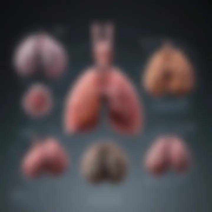 Diagram representing the stages of NSCLC and corresponding treatments.