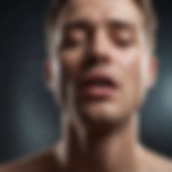 A person engaging in a mindful breathing exercise, showcasing relaxation and respiratory health.