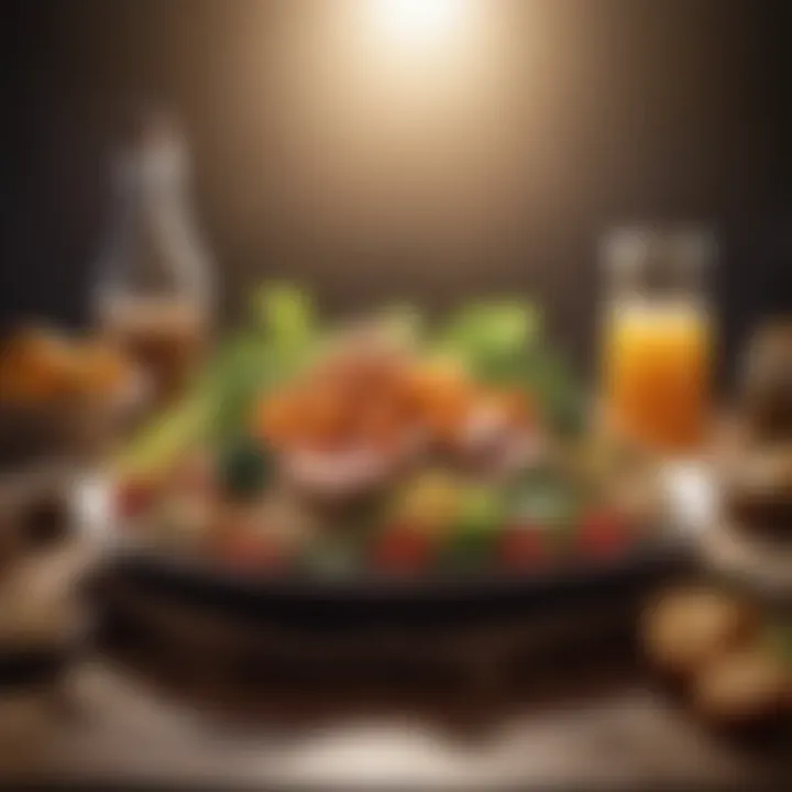 A vibrant scene of a balanced meal rich in nutrients, promoting overall well-being.