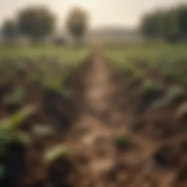 Organic farming field with healthy soil and crops