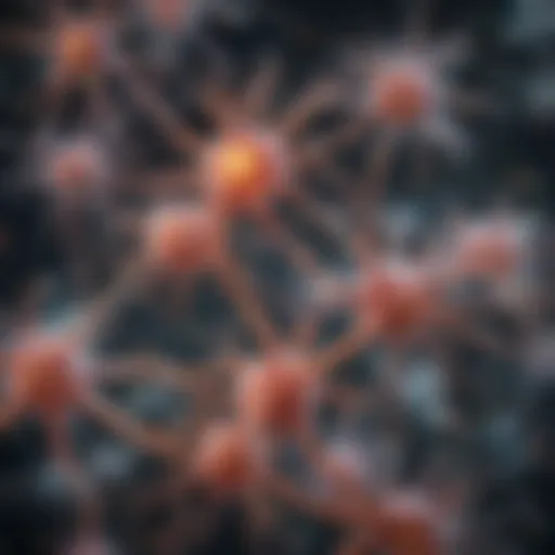 Illustration depicting tau protein accumulation in neurons
