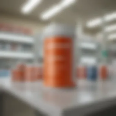 Tetracycline packaging on a pharmacy shelf