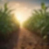 A vibrant field of genetically modified crops thriving under sunlight