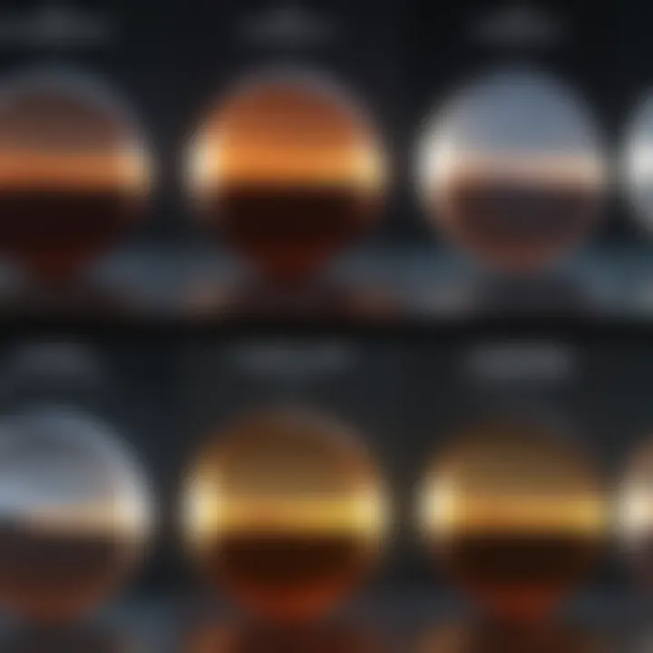 Comparison chart displaying various polarizer models with highlighted features.