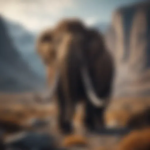 Woolly mammoth in a prehistoric landscape