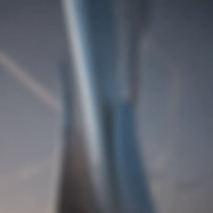 A close-up view of wind turbine blades, highlighting innovative technology and design.