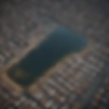 Aerial view of an urban area facing water shortages
