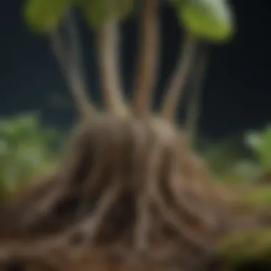 Trichoderma Fungi and Plant Root Interaction Illustration of Trichoderma fungi interacting with plant roots