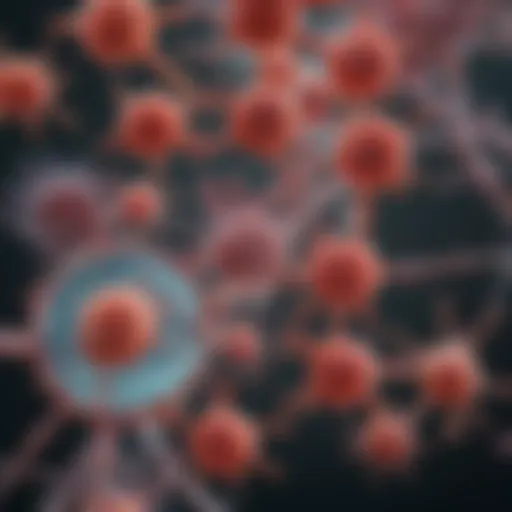 A molecular representation of leukemia cells under a microscope