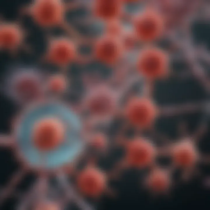 A molecular representation of leukemia cells under a microscope