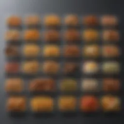 An assortment of portioned meals showcasing various food groups
