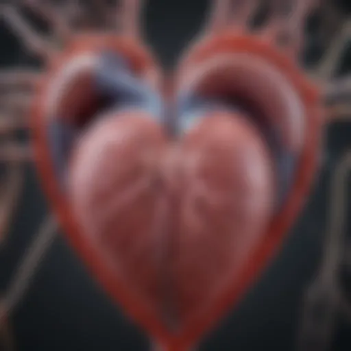 Depiction of amyloid fibrils affecting heart tissue